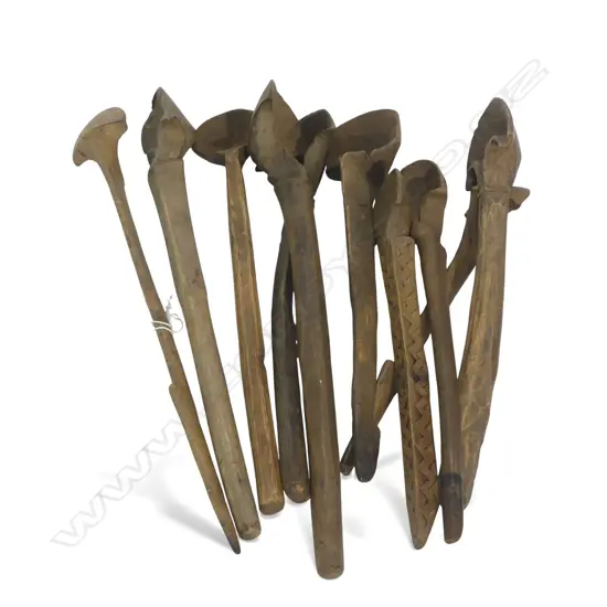 10 VINTAGE WOODEN SPOONS, NURISTAN PROVINCE AFGHANISTAN L.450mm