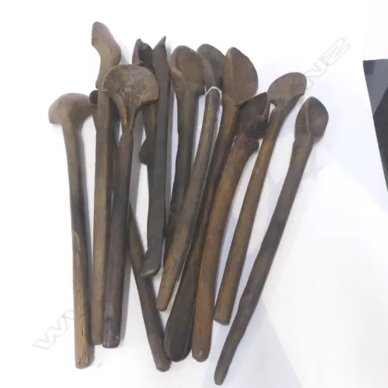 12 VINTAGE WOODEN SPOONS, NURISTAN PROVINCE AFGHANISTAN L.500mm