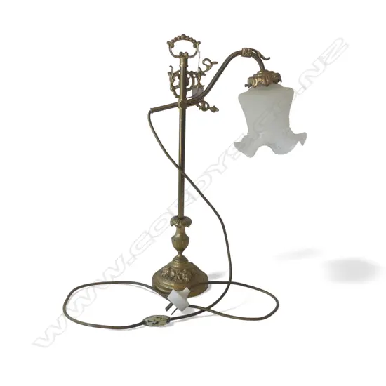 BRASS  TABLE LAMP FROSTED GLASS SHADE H500MM