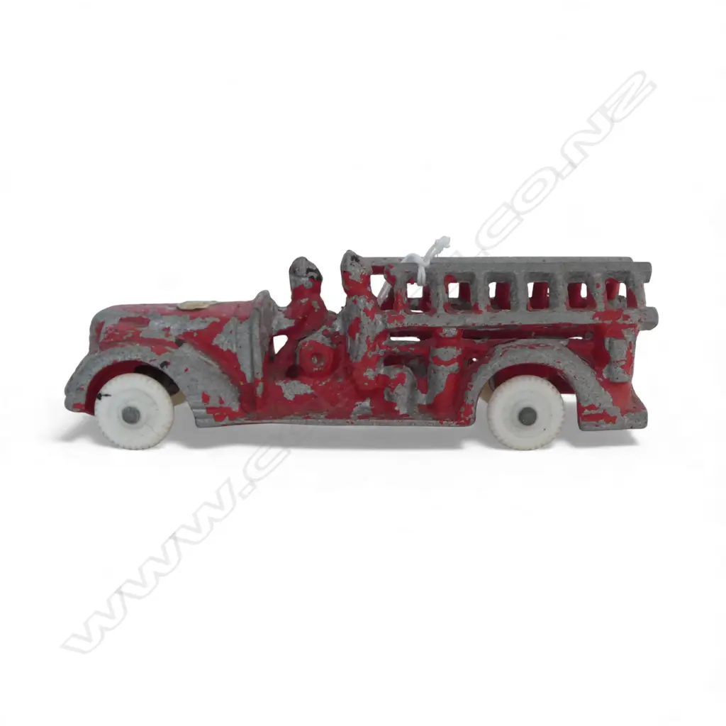 FUN HO! VINTAGE FIRE ENGINE red white wheels (2 cracked).Paint showing some wear. L.175mm  Image 1++