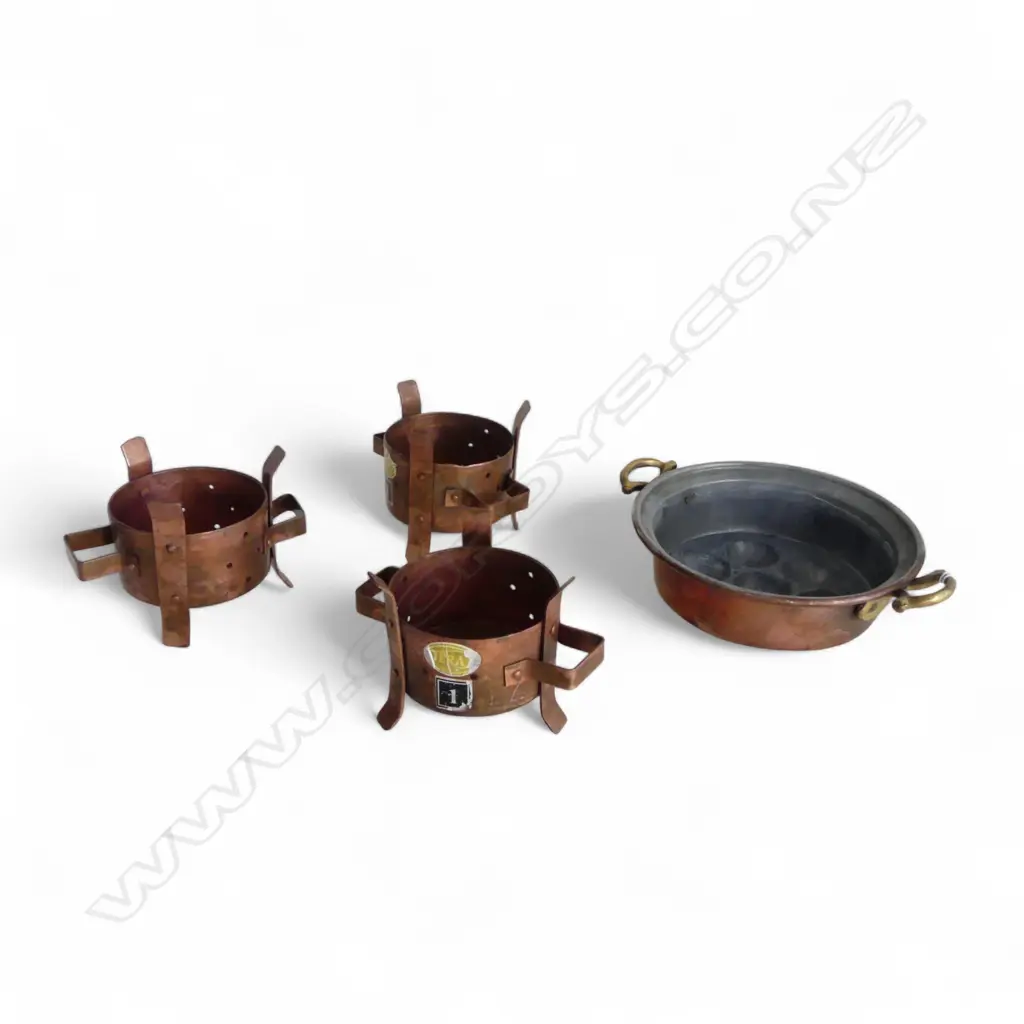 COPPER EGG PAN 185mm dia + 3 INDIAN COPPER BURNERS Image 1++