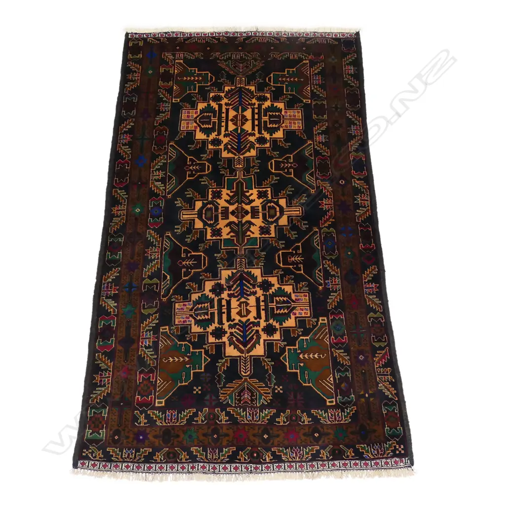 HANDKNOTTED WOOL PILE BALOCH RUG, 2100 x 1150mm Image 1++