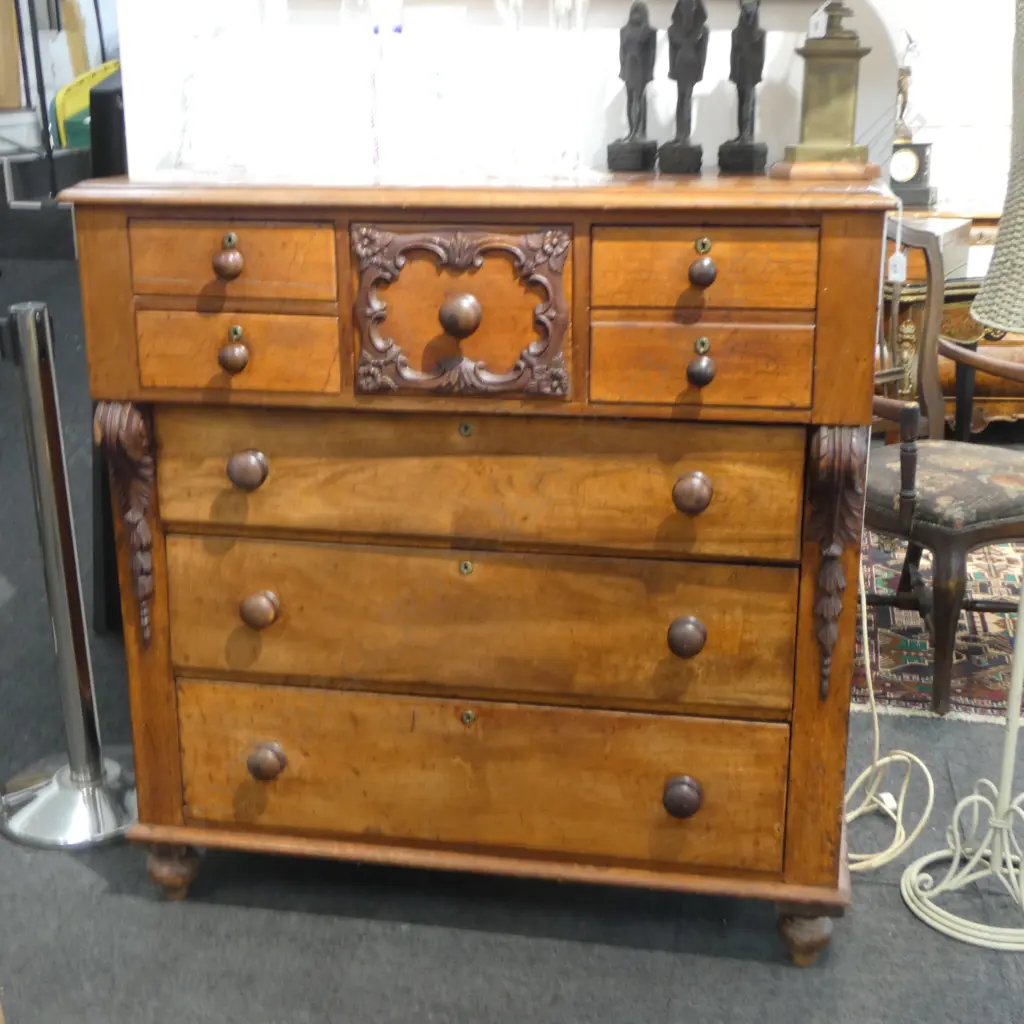 ANTIQUE MAHOGANY SCOTCH CHEST 1160x540x1190mm Image 1++