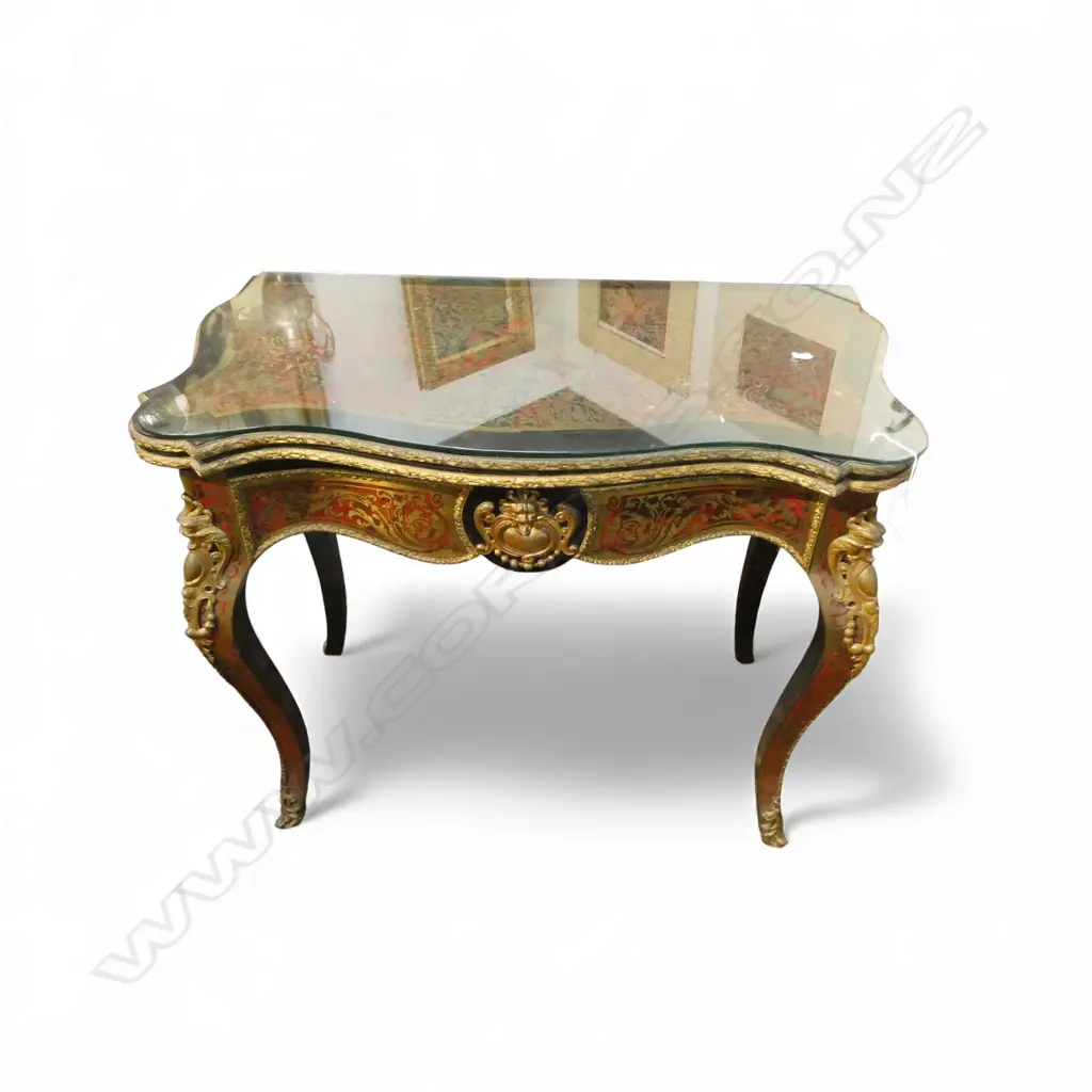 19thC FRENCH BOULLE CARD TABLE (requires some attention) 880x450x770mm Image 1++
