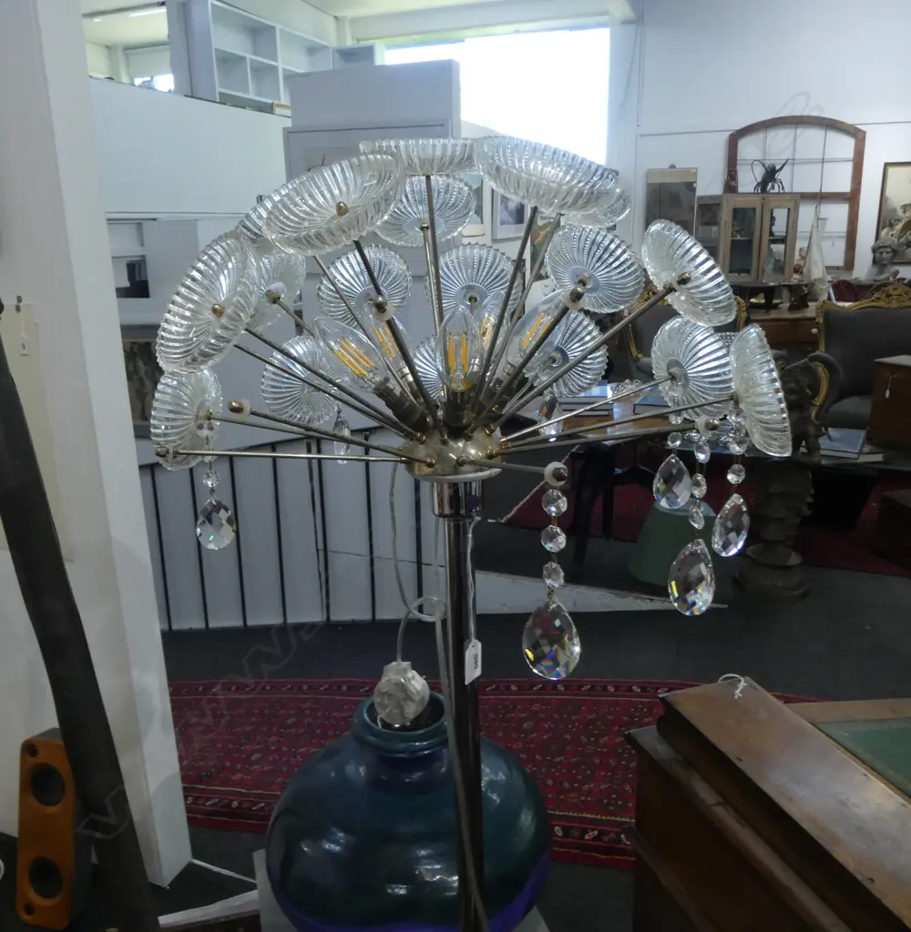 A vintage designer floor lamp (multiple crystal shades broken/missing), Image 1++