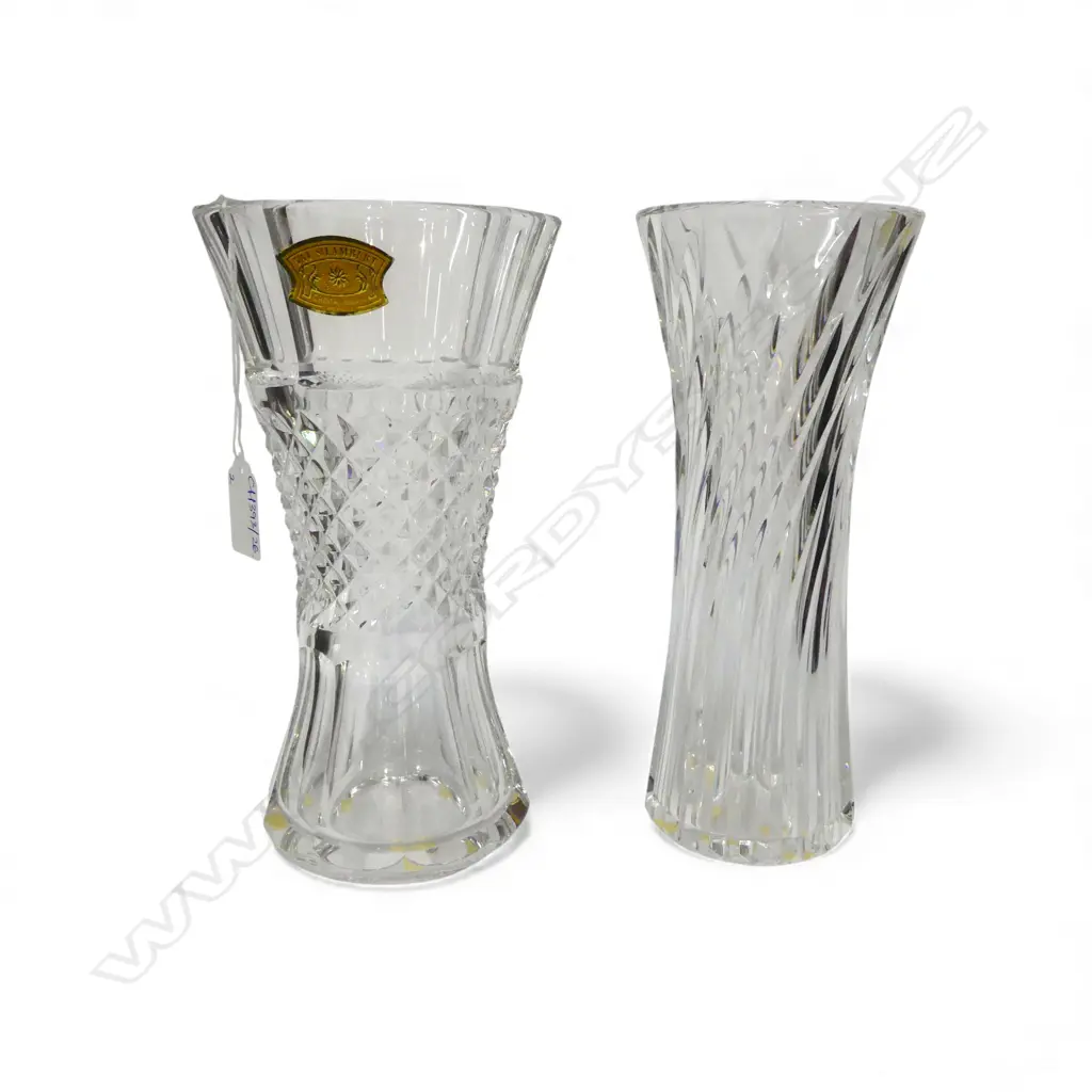 2 VAL SAINT LAMBERT CRYSTAL VASES H.255mm Image 1++