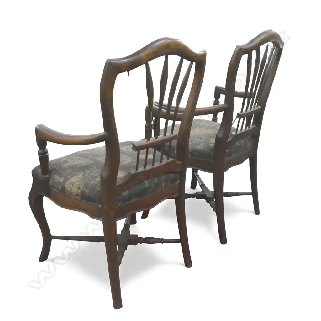PR ARMCHAIRS CHAIRS need restoration work (1 splat missing) Image 1++