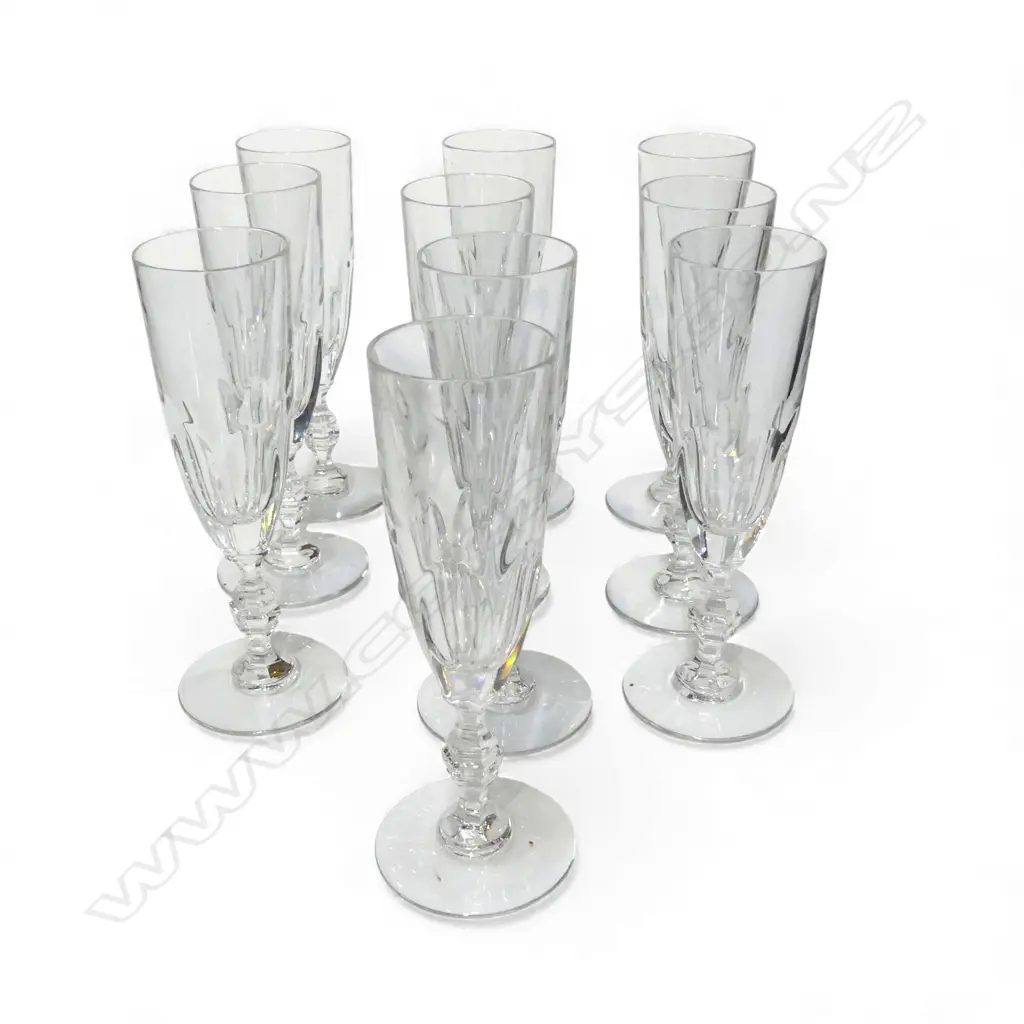 10 VAL SAINT LAMBERT CHAMPAGNE FLUTES H.190mm Image 1++