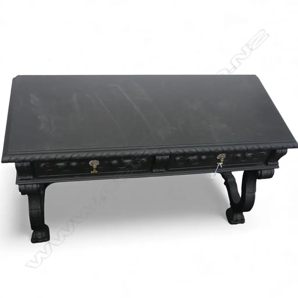 TWO DRAWER ANTIQUE STYLE CONSOLE TABLE 1220x480x710mm Image 1++