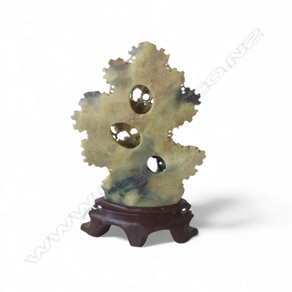 OLD CHINESE CARVED SOAPSTONE ORNAMENT H.245mm Image 1++