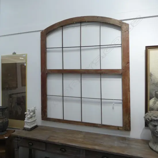 LARGE ANTIQUE N.Z. COLONIAL? 16 PANEL WINDOW FRAME no glass panes 1585x1330mm