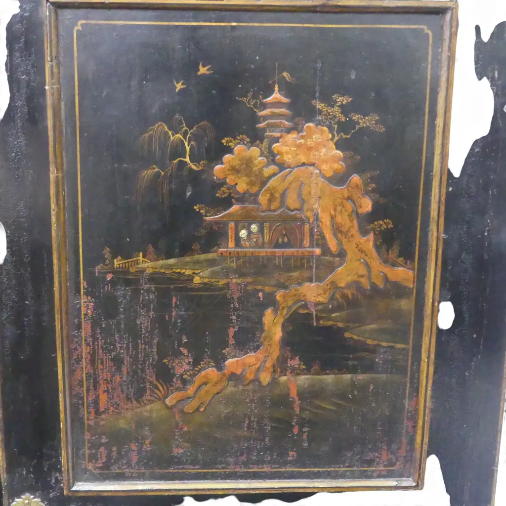 BLACK LACQUER CHINESE CUPBOARD with key 1165x560x1470mm Image 1++