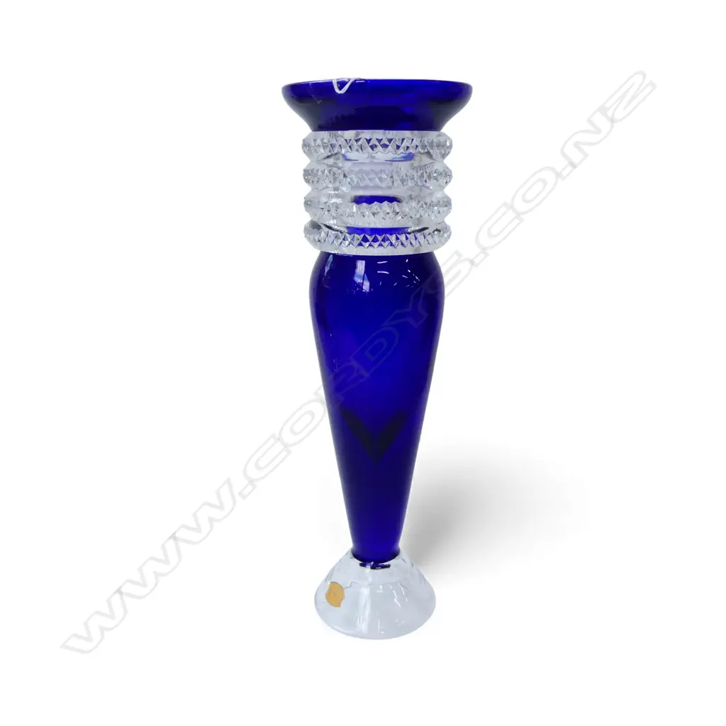 VAL SAINT LAMBERT BLUE CRYSTAL VASE H.410mm Image 1++