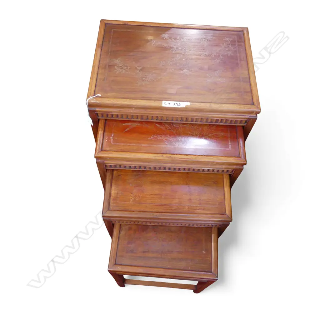 4 MAHOGANY NESTING TABLES 500x350x690mm Image 1++