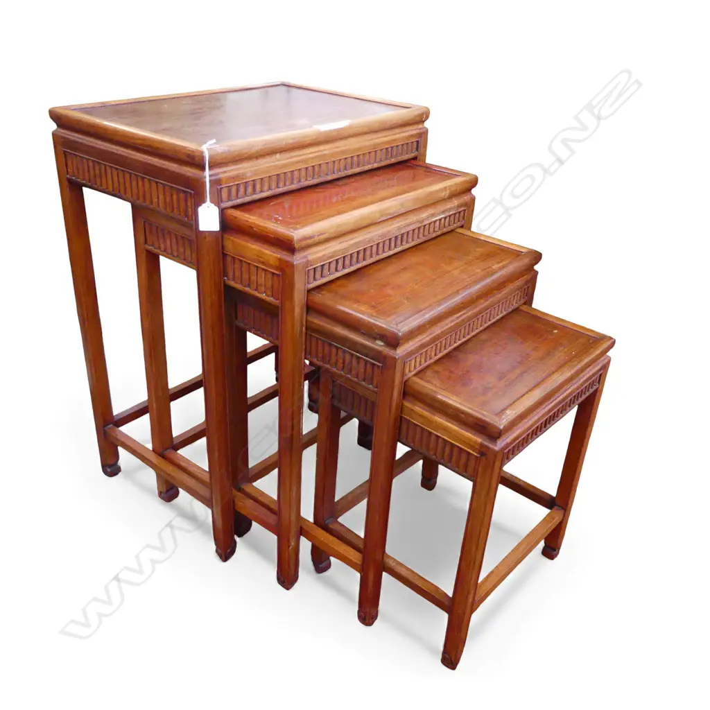 4 MAHOGANY NESTING TABLES 500x350x690mm Image 1++