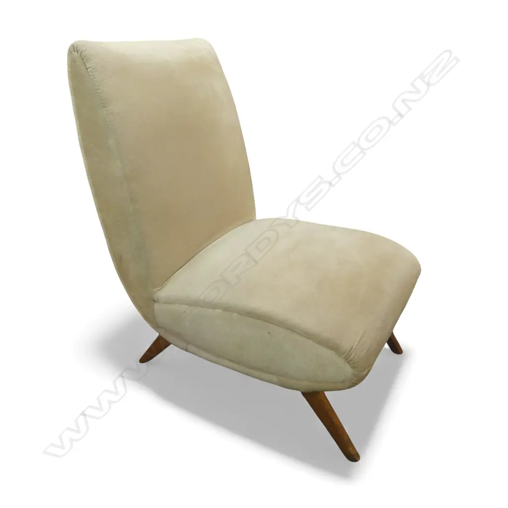 VINTAGE NZ RETRO UPHOLSTERED CHAIR pale green cream upholstery Image 1++
