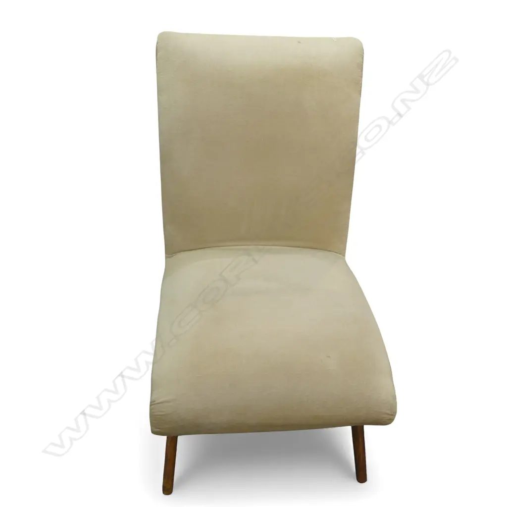 VINTAGE NZ RETRO UPHOLSTERED CHAIR pale green cream upholstery Image 1++