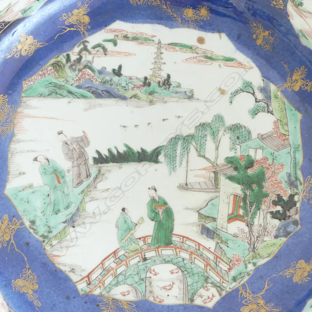 KANGXI FAMILLE VERTE CHARGER 405mm dia REPAIRS CHRISTIES CHILDWICK BURY 1978 SALE STICKER VERSO Image 1++