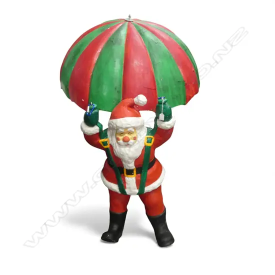 PAPIER MACHE PARACHUTING SANTA CLAUS H.1600mm (PARACHUTE 1100mm dia) MADE IN FRANCE