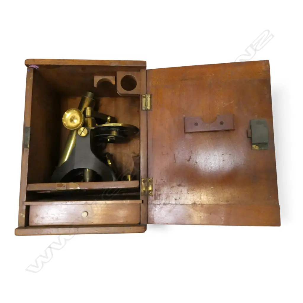 MICROSCOPE IN MAHOGANY CASE H.270mm Image 1++
