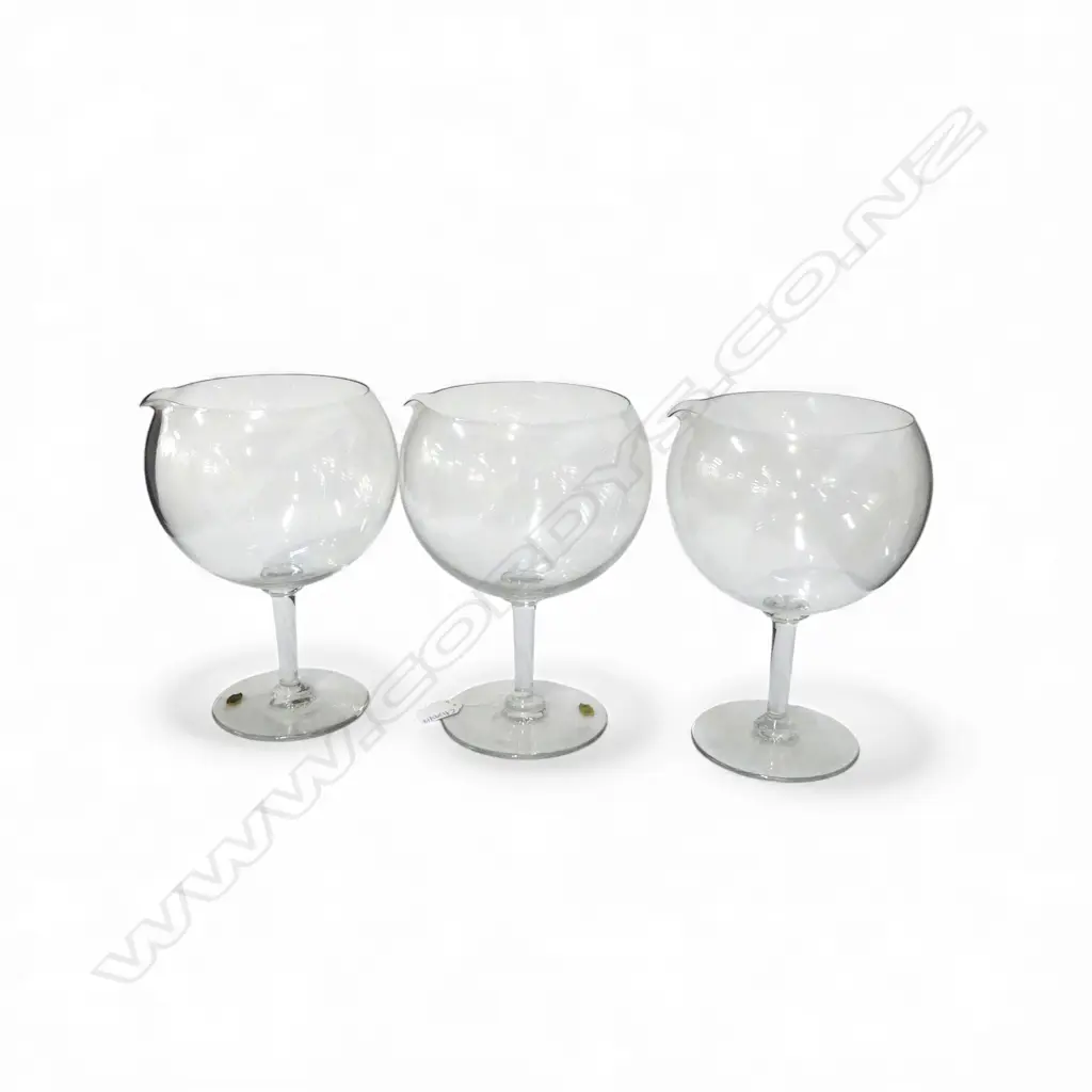 3 MASSIVE VAL SAINT LAMBERT CRYSTAL WINE GLASSES w. POURING LIP H.240mm Image 1++