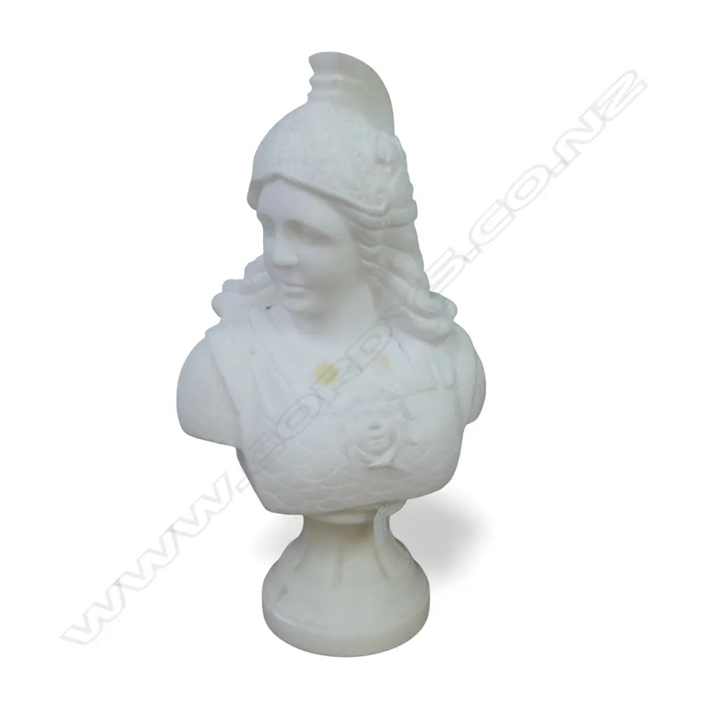 A MARBLE FIGURAL BUST OF A MAIDEN WARRIOR ON A SOCLE BASE  600 H (mm) Image 1++