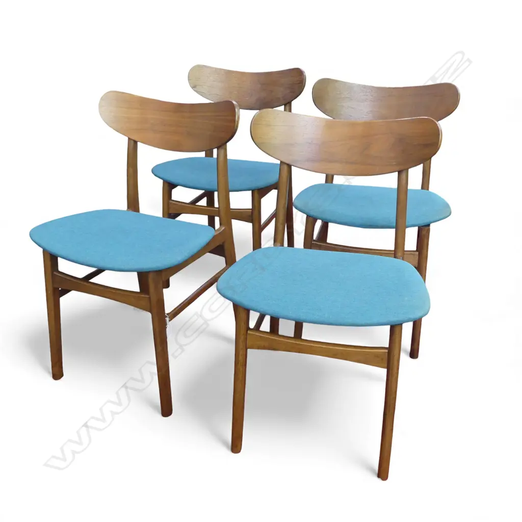 SET OF 4 RETRO WOODEN DINING CHAIRS MINT & BROWN WITH HIGH BACK, H.800 X 500MM Image 1++