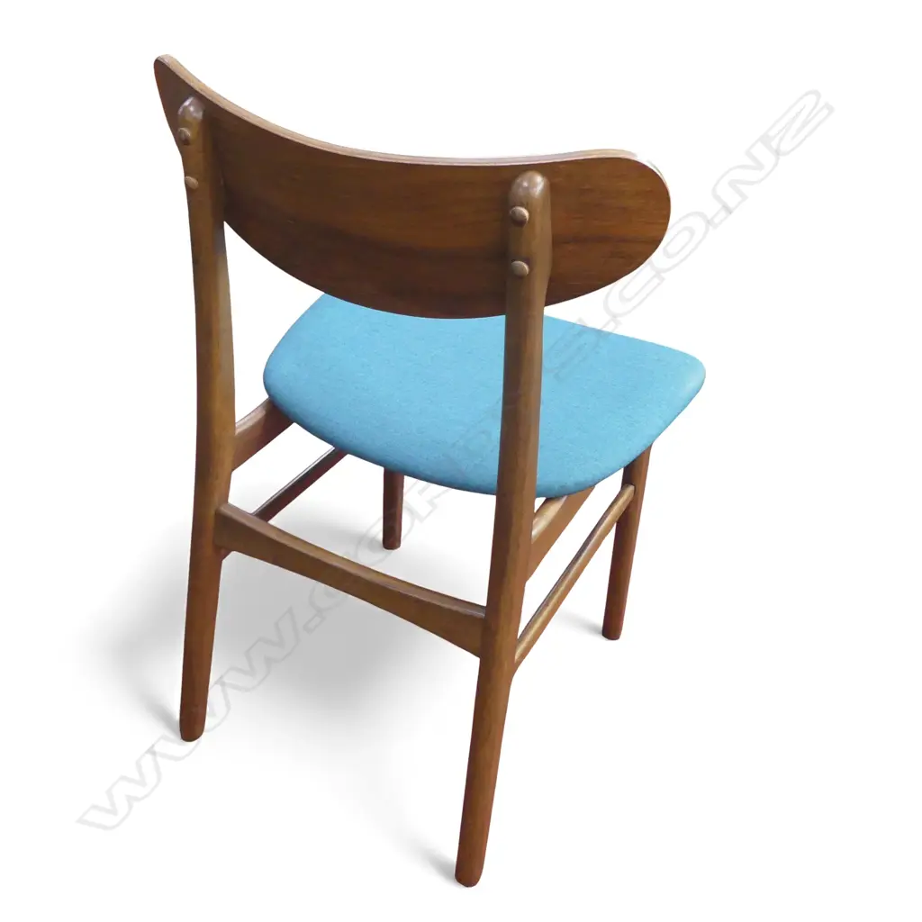 SET OF 4 RETRO WOODEN DINING CHAIRS MINT & BROWN WITH HIGH BACK, H.800 X 500MM Image 1++