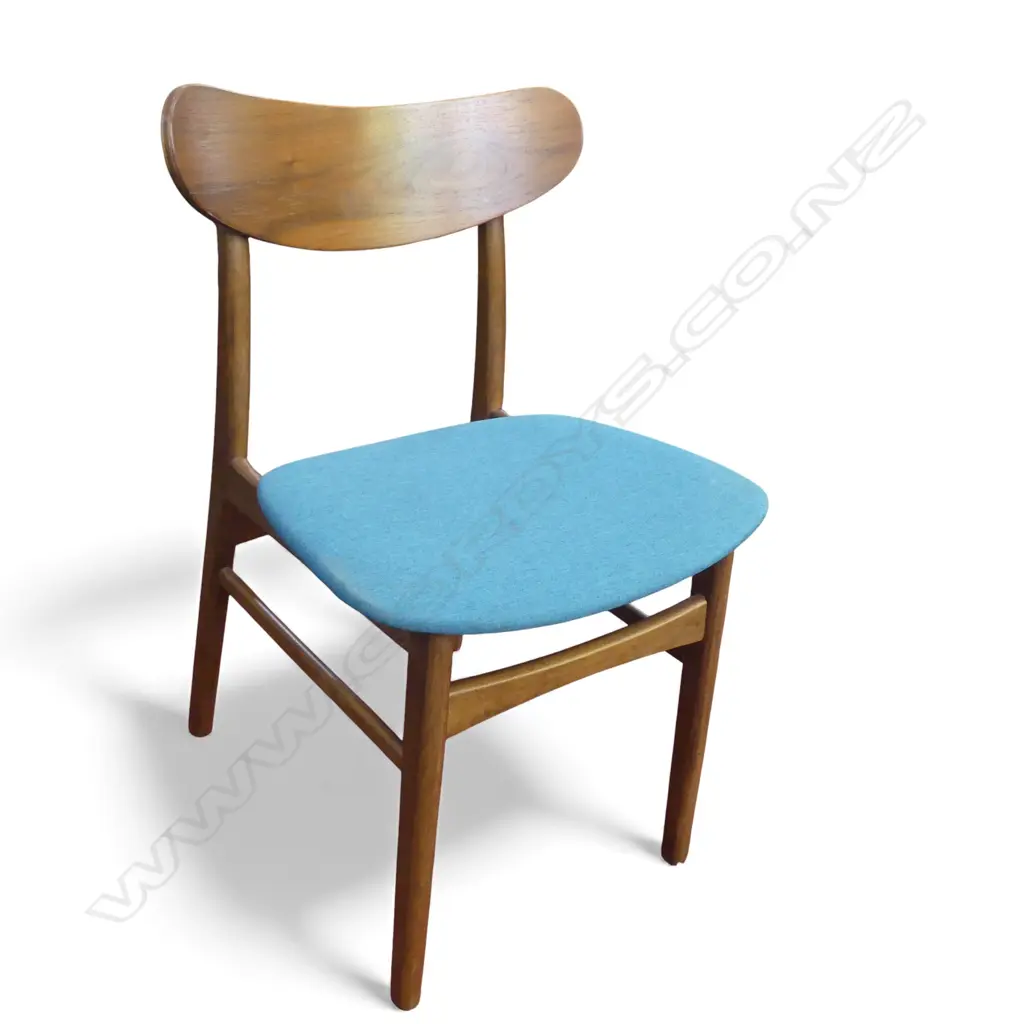 SET OF 4 RETRO WOODEN DINING CHAIRS MINT & BROWN WITH HIGH BACK, H.800 X 500MM Image 1++