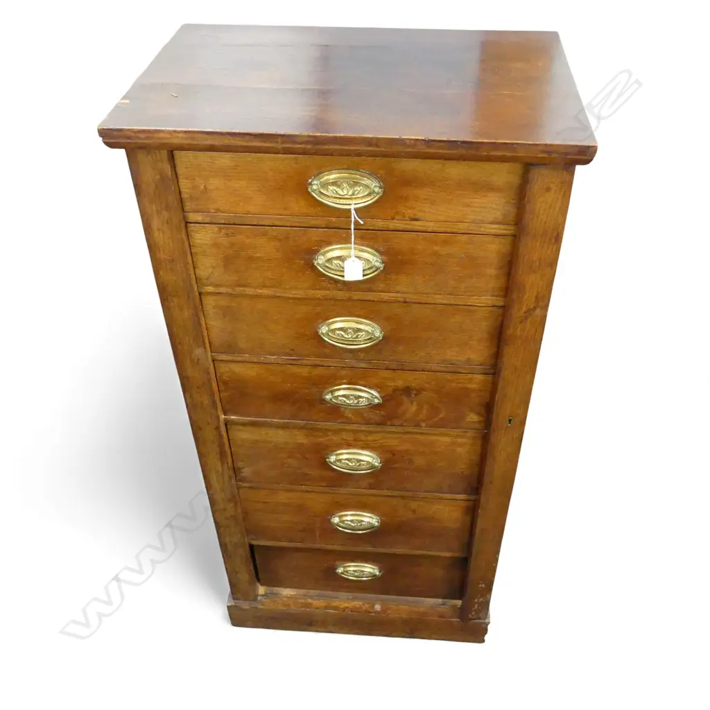 ANTIQUE 7 DRAWER TALL BOY WELLINGTON CHEST 585x390x1175mm Image 1++