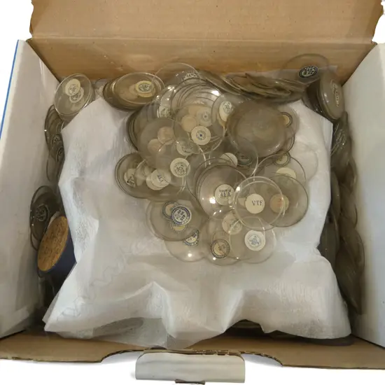 BOX OF WATCH GLASSES HUNDREDS OF THEM