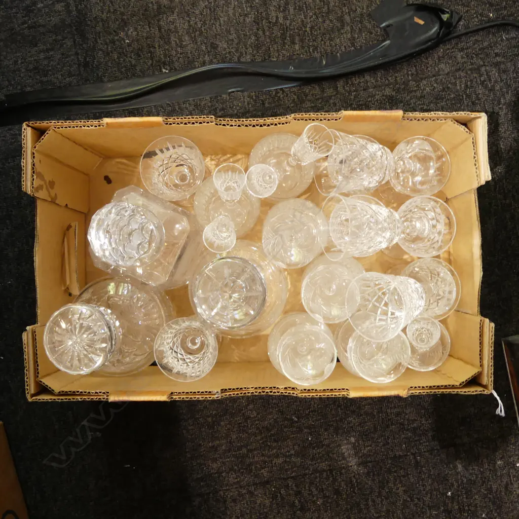 ASST. CRYSTAL; 3 DECANTERS, 2 SETS 6 TUMBLERS, ETC Image 1++