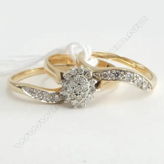 9CT GOLD AND DIAMOND RING SET (TDW.0.35CT COLOUR H-L CLARITY VS-SI RING SIZE P) 7.5gms
