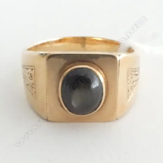 14CT STAR SAPPHIRE RING, 6.2grms SIZE T