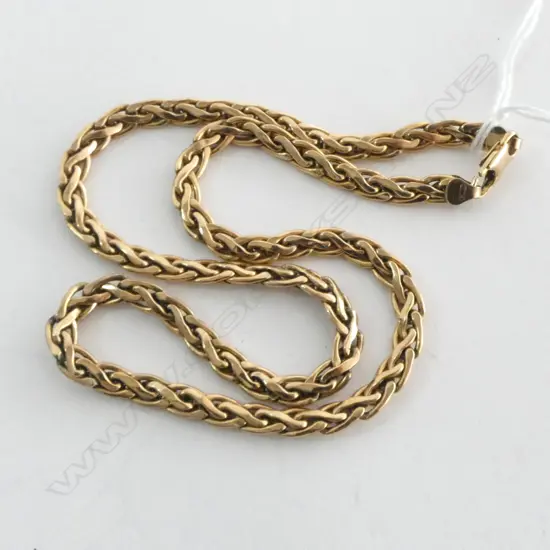 9ct HOLLOW WOVEN STYLE NECKLACE L.420mm, 14.5gms