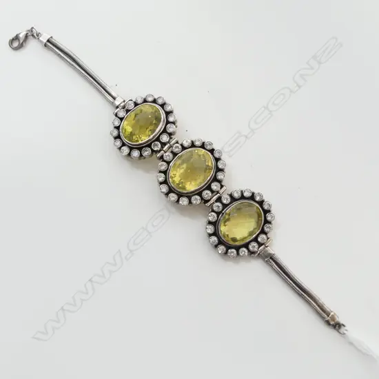 STG SILVER & LEMON CITRINE BRACELET L.190mm