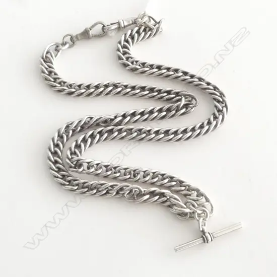 ANTIQUE STG SILVER FOB CHAIN 305mm 71.31gms; 1/2 dig clip not silver
