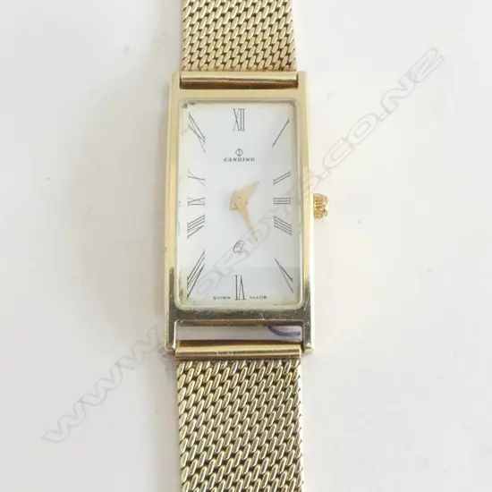 14ct CANDINO(SWISS) VINTAGE LADIES' QUARTZ WRISTWATCH 14ct GOLD STRAP 34.68gms total. NOT RUNNING BATTERY REQUIRED?