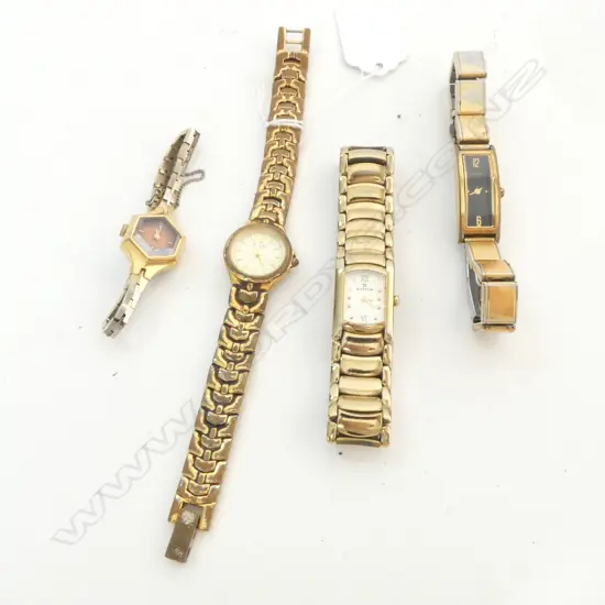 FOUR VINTAGE LADIES' WATCHES INCL OLYMPIC SEIKO EDOX - NOT WORKING