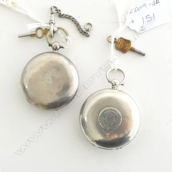 TWO SILVER CASED VICTORIAN POCKET WATCHES w. KEYS