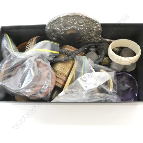 ASST COSTUME JEWELLERY, MIRROR, BONE NECKLACE, etc