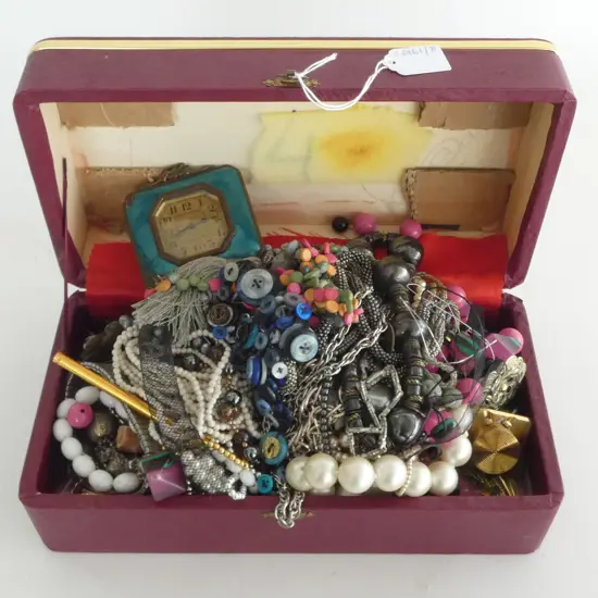 LARGE JEWELLERY BOX FULL OF COSTUME JEWELLERY ETC
