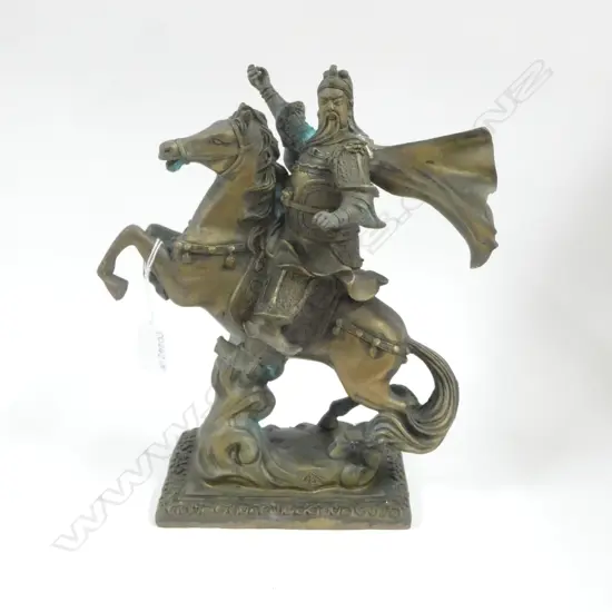 LG CHINESE BRONZE FIGURE ON HORSE H.300mm