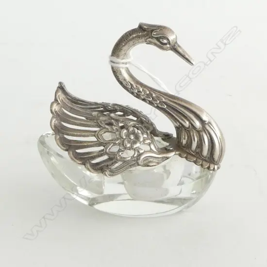 835 SWAN NOVELTY SILVER & GLASS CONDIMENT
