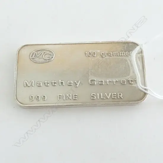 100 GRAM MATTHEY GARRETT 999 SILVER BAR
