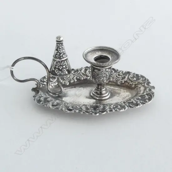 MINIATURE STG SILVER CANDLE HOLDER; STAMPED 'STERLING' & 'F&B", 25gms