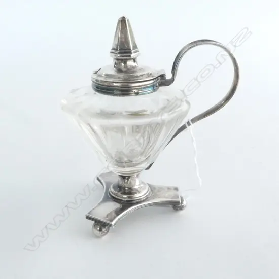 EUROPEAN LATE 19TH C faceted Glass PRESERVED POT  H.140mm