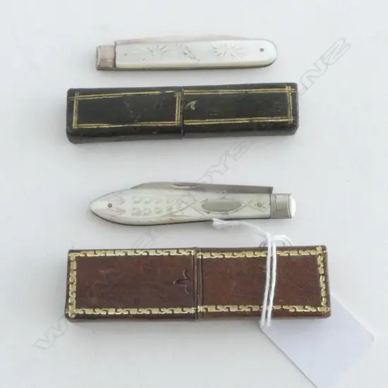 2 STG SILVER POCKET KNIVES w. ORIGINAL CASE; SHEFFIELD 1839 & SHEFFIELD 1879?