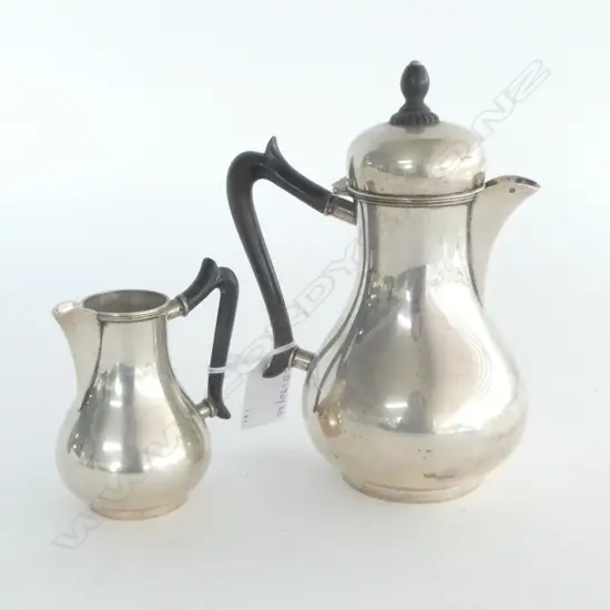 DUTCH SILVER LIDDED CHOCLATE POT & CREAM JUG 373G