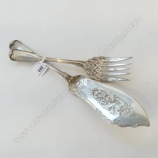 DANISH SILVER FISH SERVER & FORK 207G